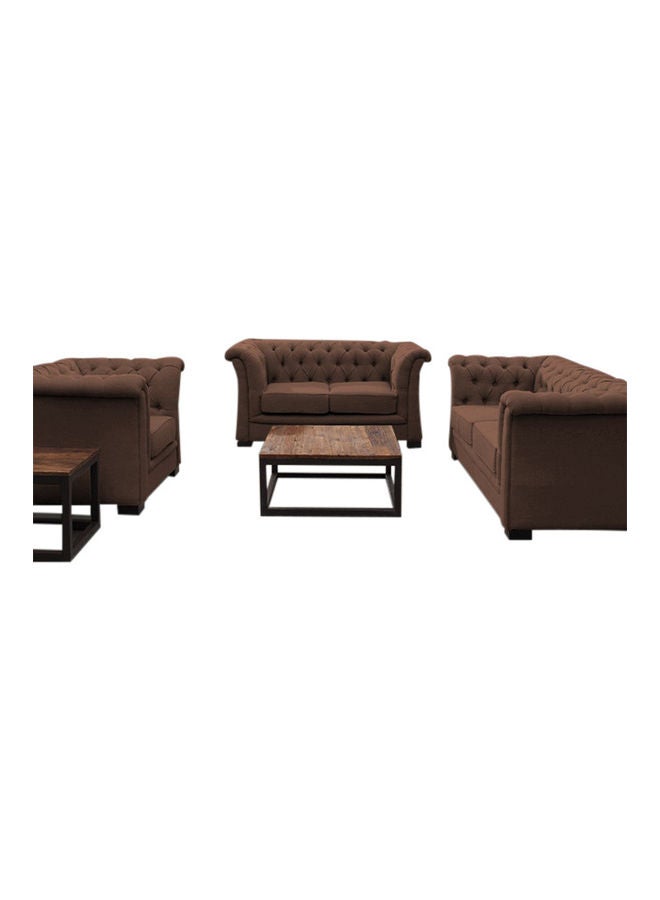 ASGHAR FURNITURE 3-Piece Alvis Flared Arm Sofa Set Brown 200x88x80cm 