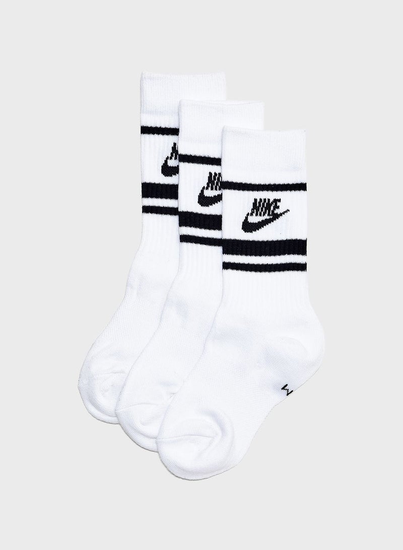 Nike 3 Pair Of Essential Crew Stripe Socks White/Black  - Image 1