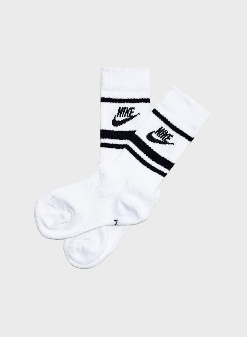 Nike 3 Pair Of Essential Crew Stripe Socks White/Black  - Image 2