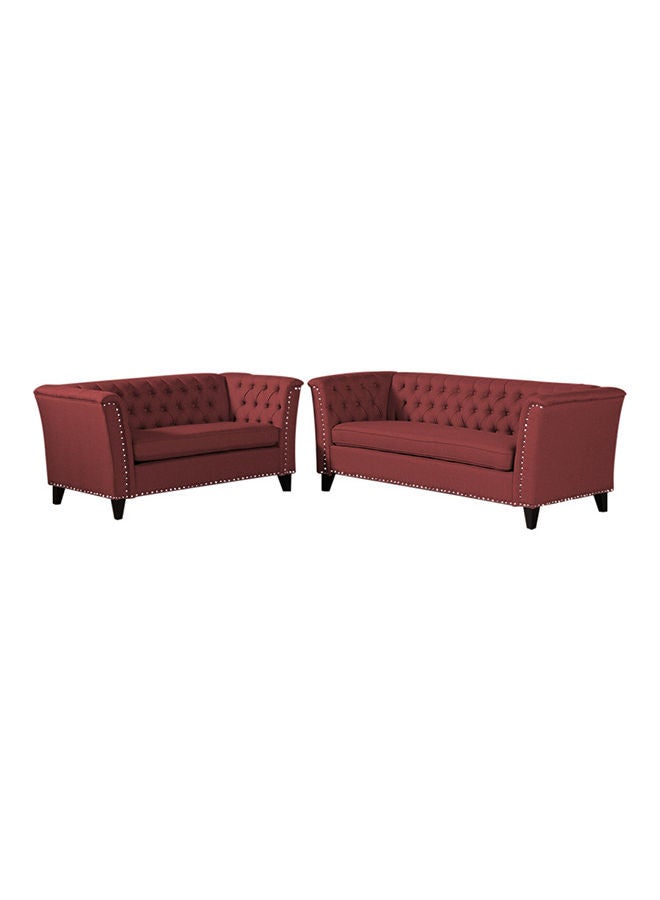 ASGHAR FURNITURE 2-Piece Imelda Royal Sofa Set 5 Seater Maroon 340x150x164cm 