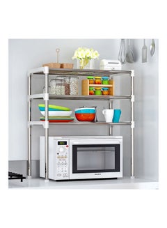 Stainless Steel 3-Tier Kitchen Dish Rack Silver/White 57x30x65cm