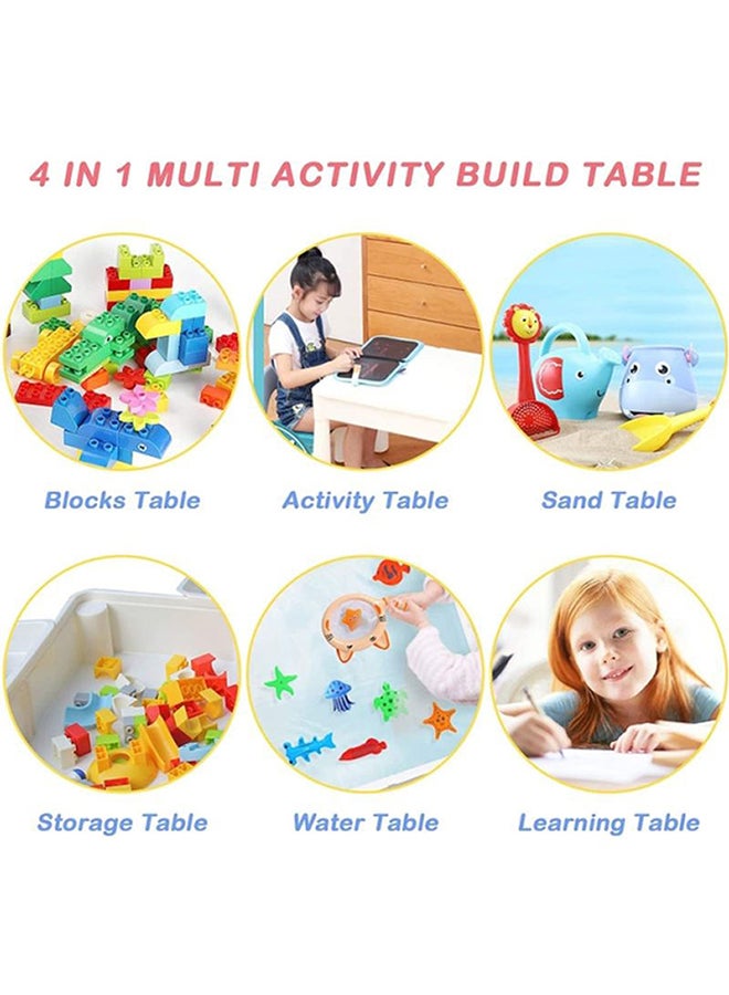 Little Story - 4In1 Activity And Block Table, Toys Table, Blocks Lego Compatible, Study Table, Water Play Table, Sand Table, Multipurpose Table,Boys Girl Kids Furniture, Sensory Play, Homeschooling, 50Blocks, 3Years+ - L - Image 1