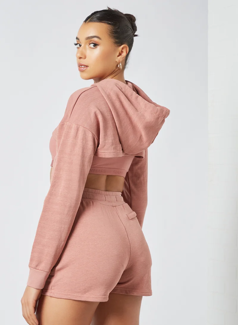 Sian Marie Logo Cropped Hoodie Pink