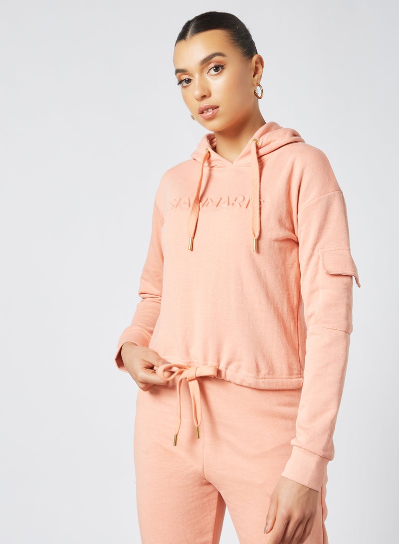 Sian Marie - Tie Hem Signature Hoodie Peach - Image 1