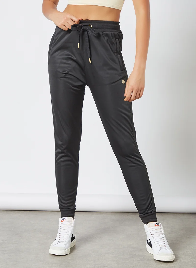 Sian Marie Satin High Waisted Joggers Black