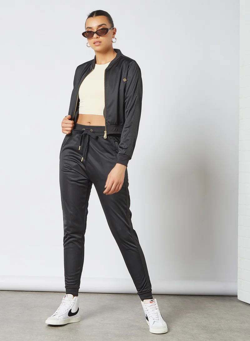 Sian Marie Satin High Waisted Joggers Black
