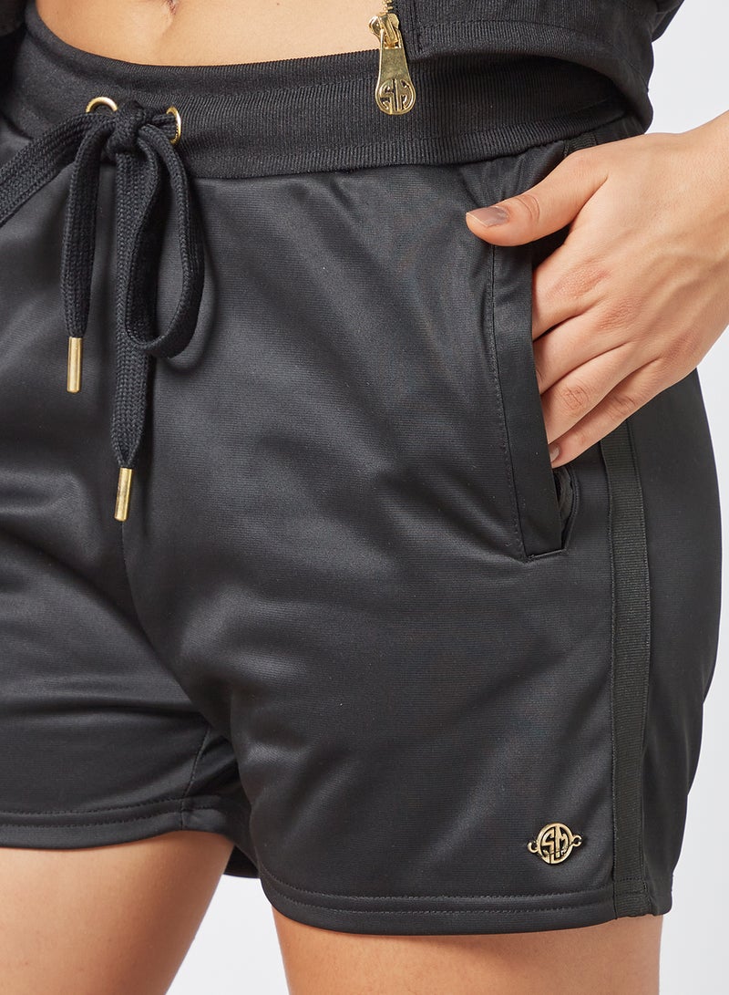 Sian Marie Satin Track Shorts Black  - Image 2