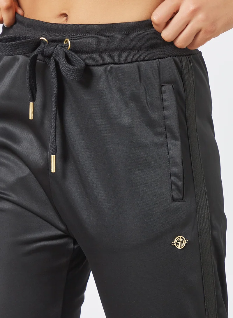Sian Marie Satin High Waisted Joggers Black