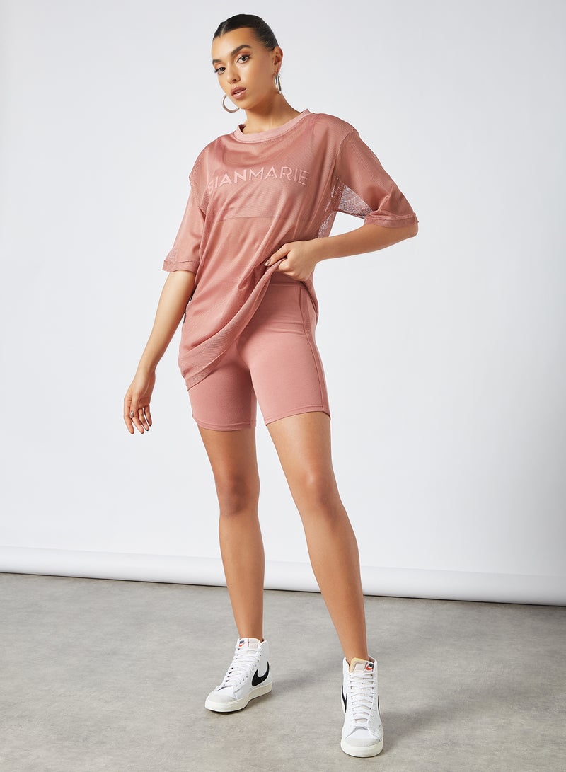 Sian Marie Side Tape Cycling Shorts Pink  - Image 3