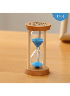 Sand Timer Hour Glass with Wooden Base Blue