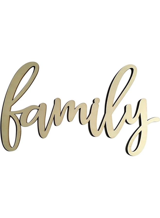 لافتة خشبية بتصميم كلمة "Family" للديكور ذهبي - Image 1