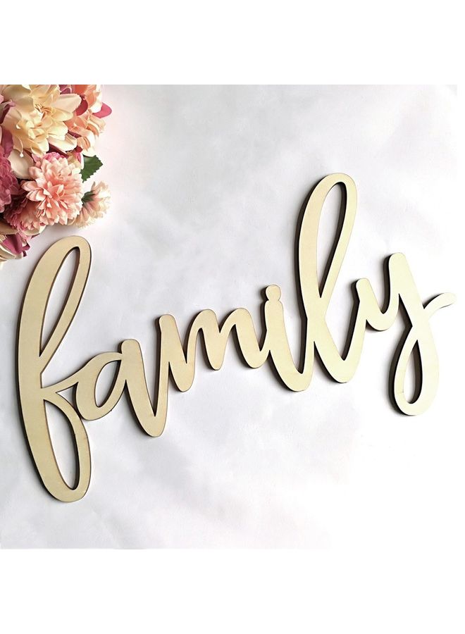 لافتة خشبية بتصميم كلمة "Family" للديكور ذهبي - Image 2