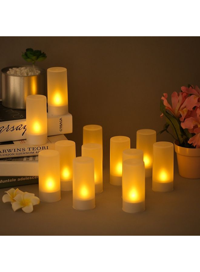 12-Piece Rechargeable LED Flickering Flameless Candles with Base Warm White - Image 2