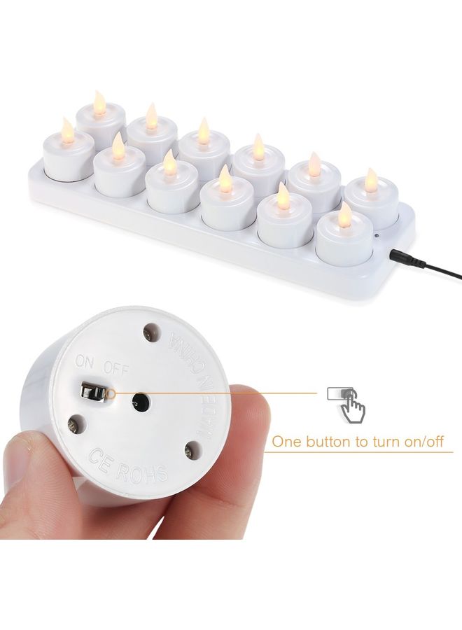 12-Piece Rechargeable LED Flickering Flameless Candles with Base Warm White - Image 3