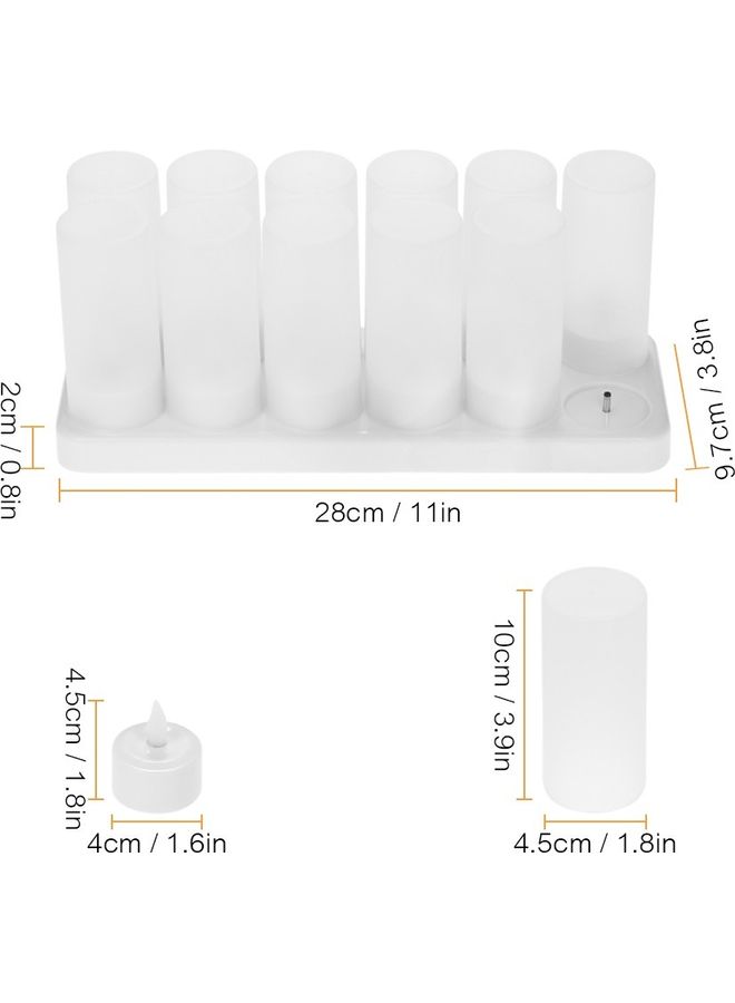 12-Piece Rechargeable LED Flickering Flameless Candles with Base Warm White - Image 4