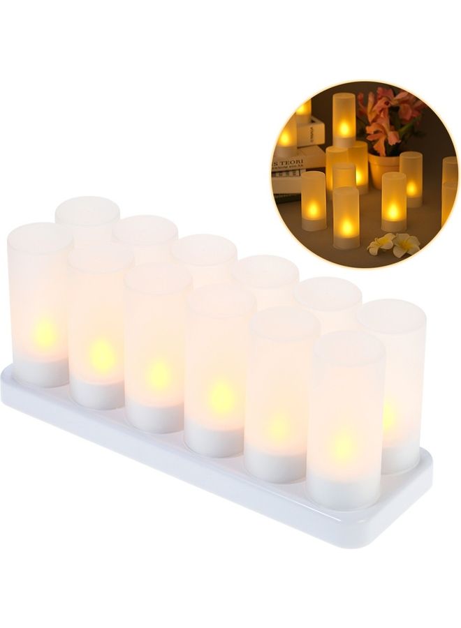 12-Piece Rechargeable LED Flickering Flameless Candles with Base Warm White - Image 5