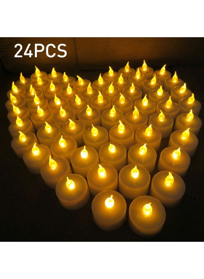 24 قطعة من شموع LED عديمة اللهب وامضة قابلة للشحن ومزودة بقاعدة أبيض دافئ - Image 1