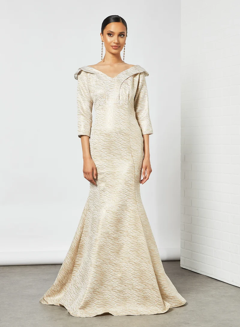 Si FASHION GALERIE Jacquard Bardot Maxi Dress