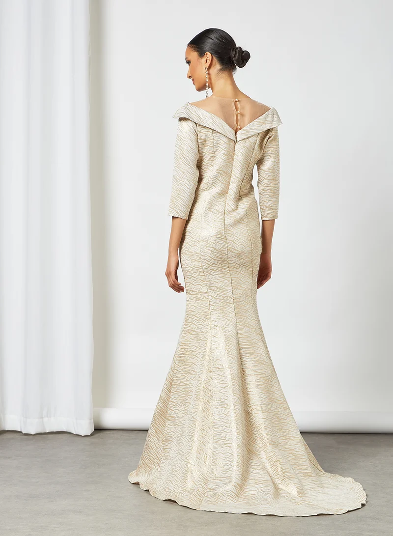 Si FASHION GALERIE Jacquard Bardot Maxi Dress