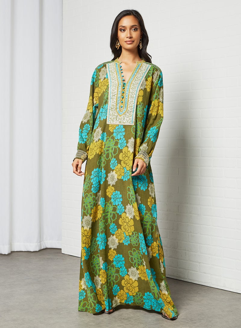 Sara Arabia - Floral Printed Jalabiya Multicolour - Image 1