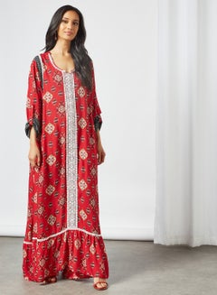 Floral Block Printed Jalabiya Multicolour