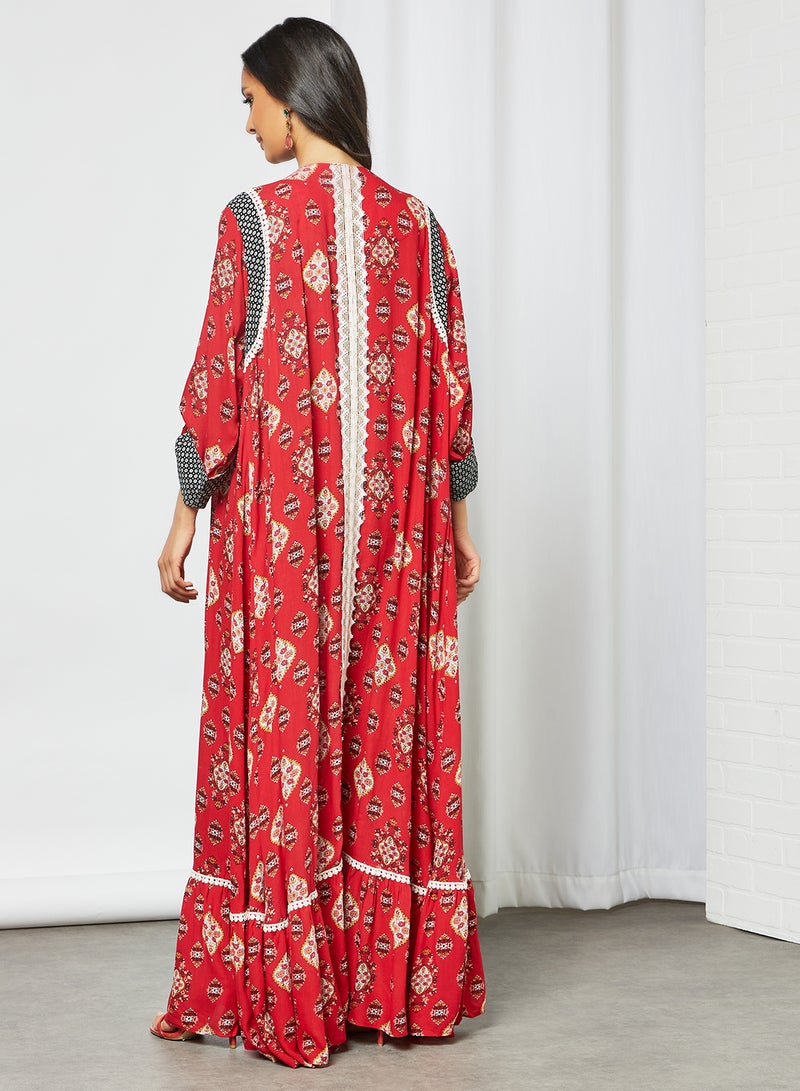 Sara Arabia - Floral Block Printed Jalabiya Multicolour - Image 1