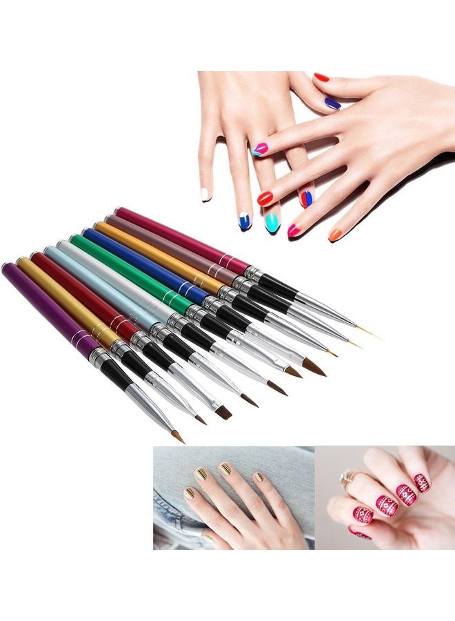 10-Piece Professional Nail Art Design Polish Brush Pen Set Multicolour - Image 3