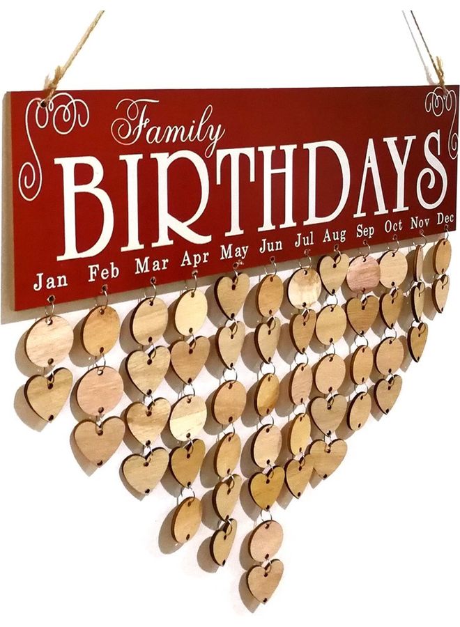 Wooden Special Dates Planner Hanging Board for Home Decor Red/Gold - Image 2