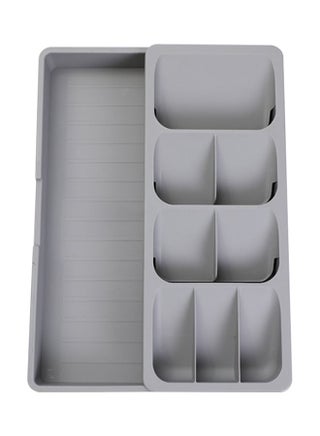 صينية للأدراج منظمة لأدوات المائدة كما أنها قابلة للتوسيع رمادي 40.50x5.50سم - v1626766025/N49306414A_1