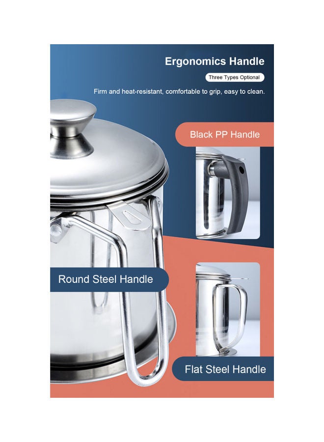 Stainless Steel Oil Filter With Lid Silver 16.00x15.00x15.00cm  - Image 2