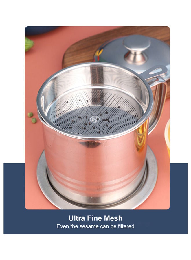 Stainless Steel Oil Filter With Lid Silver 16.00x15.00x15.00cm  - Image 3
