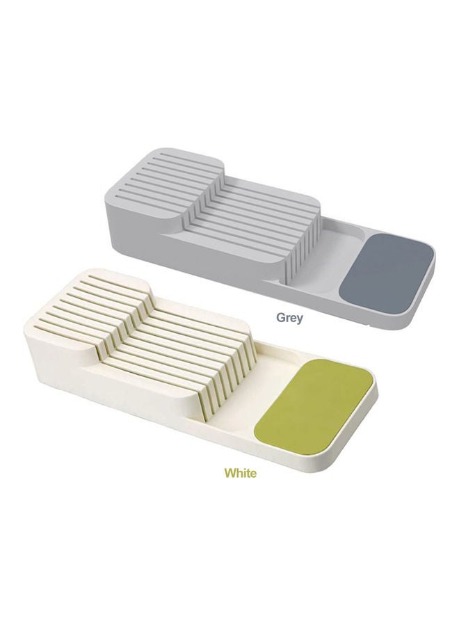 Generic - 2 Tier Cutter Holder Drawer Organizer Kitchen Storage White 39.80x7.50x14.30cm - Image 1