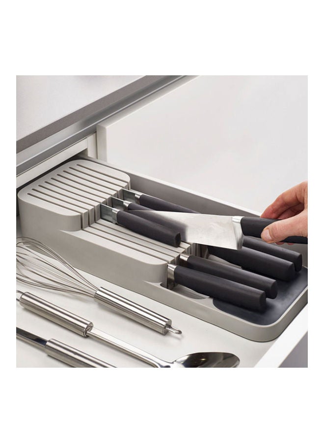 Generic - 2 Tier Cutter Holder Drawer Organizer Kitchen Storage White 39.80x7.50x14.30cm - Image 1
