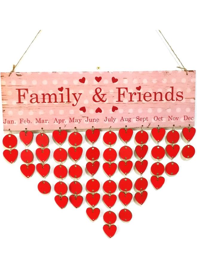Wooden Special Dates Planner Hanging Board for Home Decor Red - Image 1