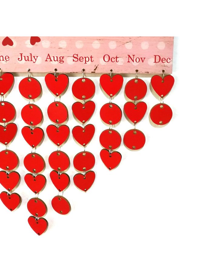 Wooden Special Dates Planner Hanging Board for Home Decor Red - Image 3