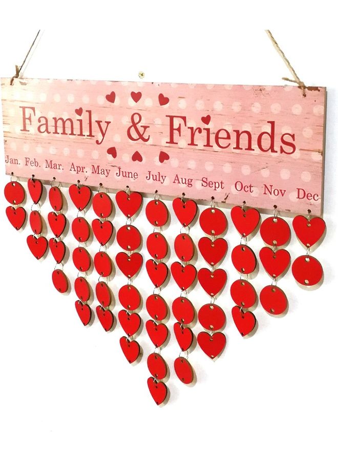 Wooden Special Dates Planner Hanging Board for Home Decor Red - Image 4