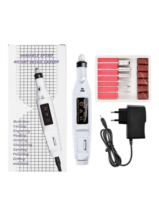Portable Manicure Electric Nail Drill Machine Kit White - Image 1