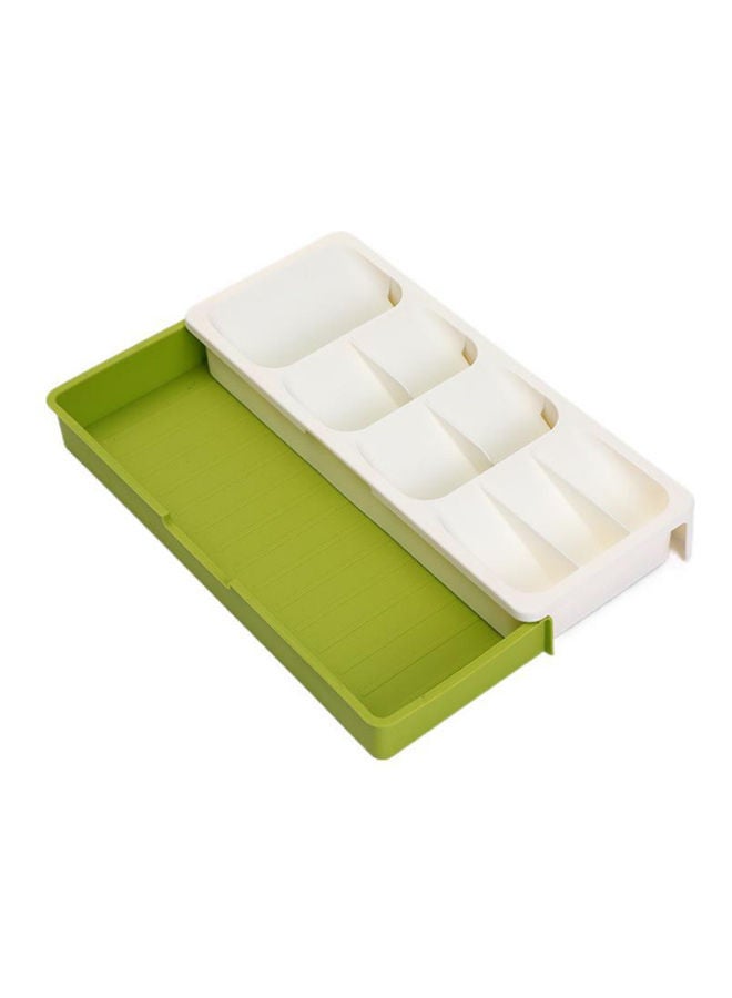 Generic - Expandable Cutlery Drawer Organizer Tray White/Green 40.5X5.50cm - Image 1