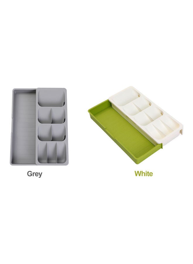 Generic - Expandable Cutlery Drawer Organizer Tray White/Green 40.5X5.50cm - Image 1
