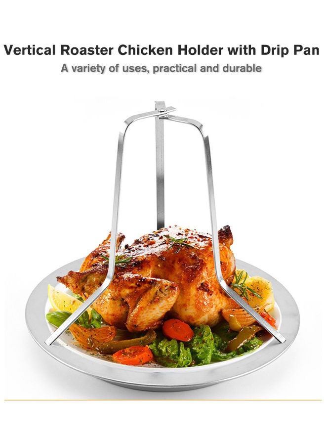 Stainless Steel Vertical Roaster Chicken Stand Holder silver 19.5x16cm  - Image 3