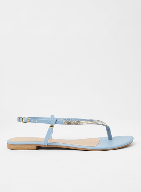 Casual Plain Flat Sandals Denim Blue
