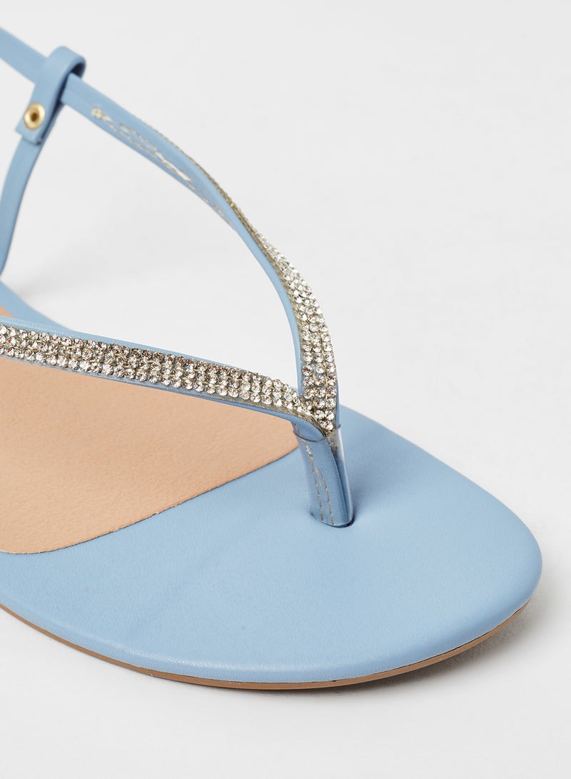 Aila - Casual Plain Flat Sandals Denim Blue - Image 1