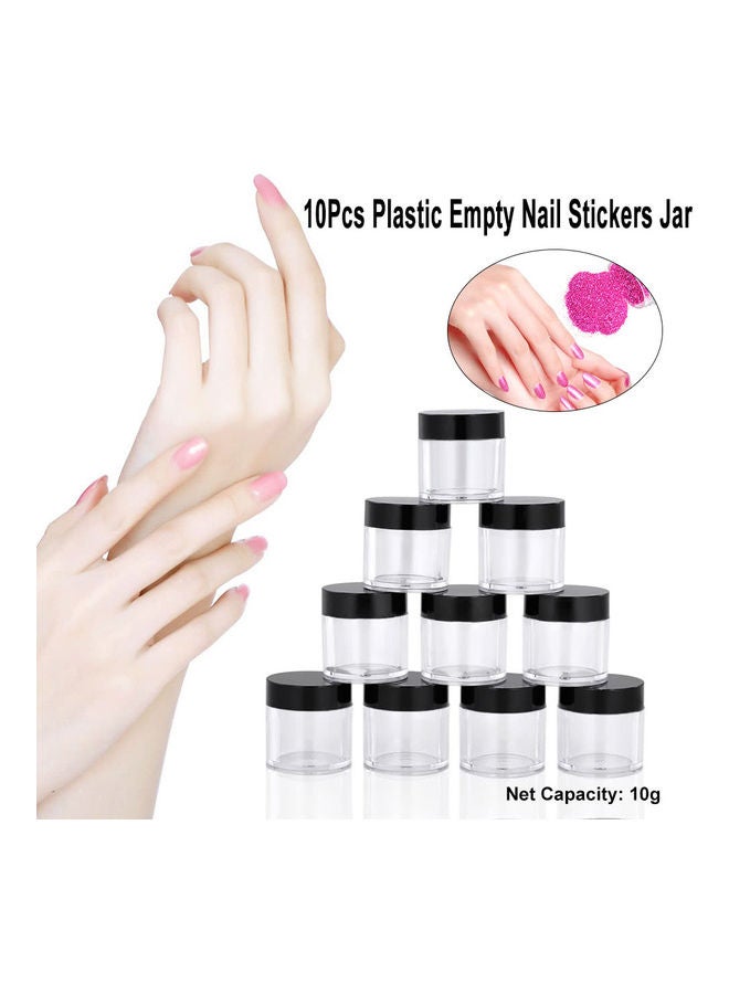 Generic 10-Piece Plastic Empty Nail Stickers Jar Nail Art Beads Black/Clear  - Image 4