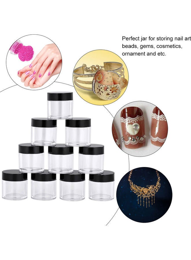 Generic 10-Piece Plastic Empty Nail Stickers Jar Nail Art Beads Black/Clear  - Image 5