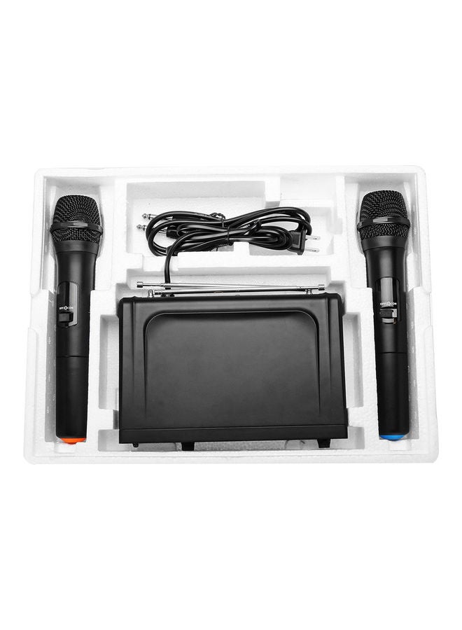 Generic - LCD Display UHF Cordless Dual Handheld Mic System Set I-5224 Black/Orange/Blue - Image 1