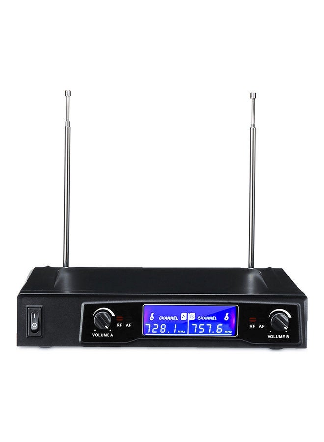 Generic - LCD Display UHF Cordless Dual Handheld Mic System Set I-5224 Black/Orange/Blue - Image 1