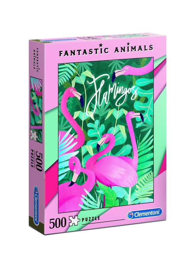 Clementoni 500-Piece Fantastic Animals Flamingo Theme Floor Puzzle 35067 ‎25.4x4.6x34.4cm - Image 1