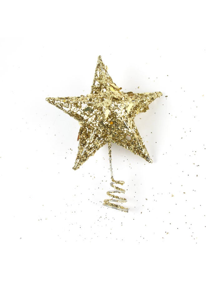 نجمة معدنية لامعة لتزيين شجرة الكريسماس ذهبي