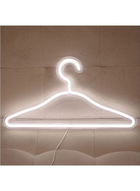 مصباح نيون بإضاءة LED بنمط علاقة ملابس أبيض