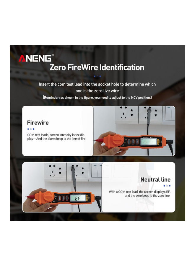 ANENG Digital Multi-Meter Tester Pen Orange/Black  - Image 3